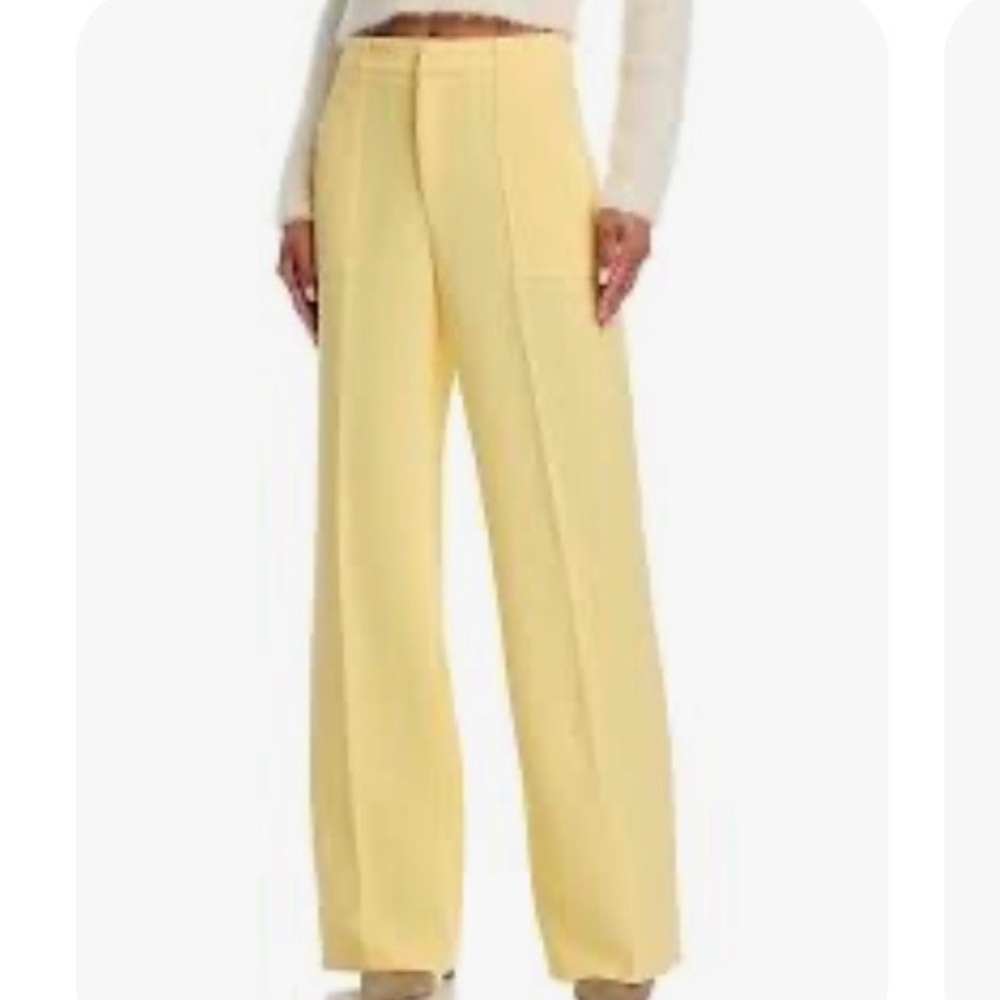 Aqua Pale Yellow Wide-Leg High-Rise Pants